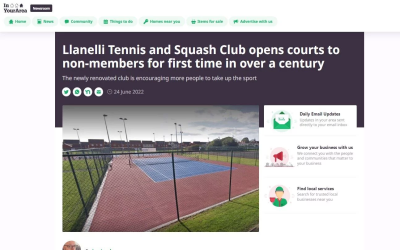 Llanelli Tennis and Squash Club opens courts to non-members for the first time in over a century
